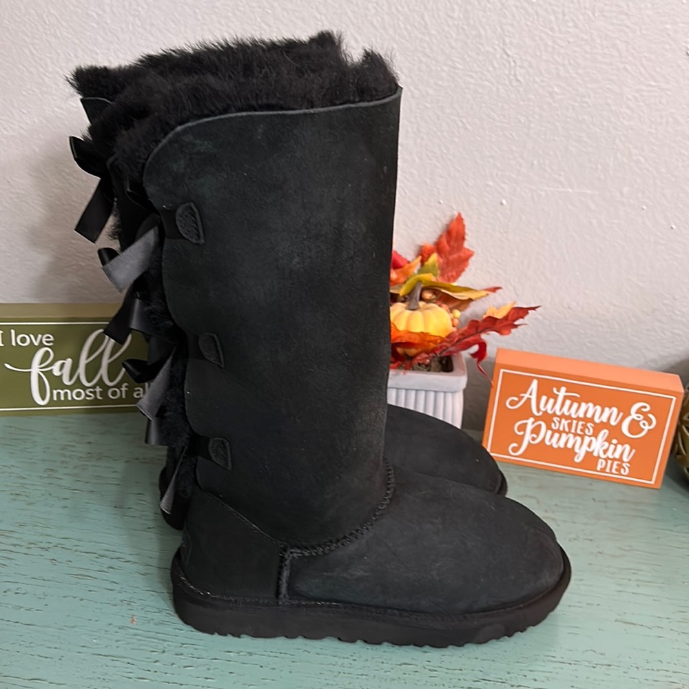 UGG Black Winter Boots with Bows